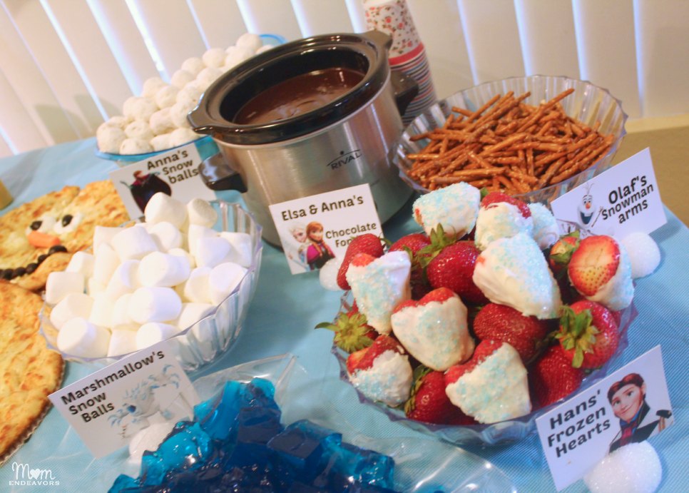 Frozen party food chocolate fondue