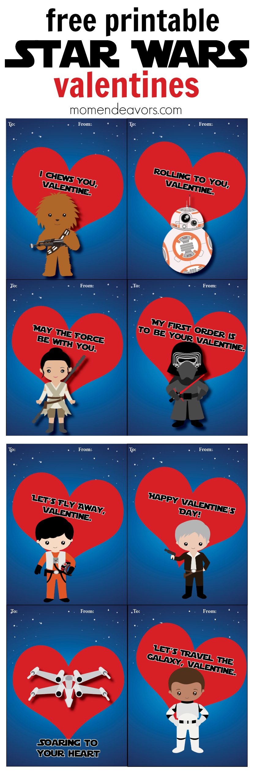 Free Printable Star Wars The Force Awakens Cute Valentine’s Cards