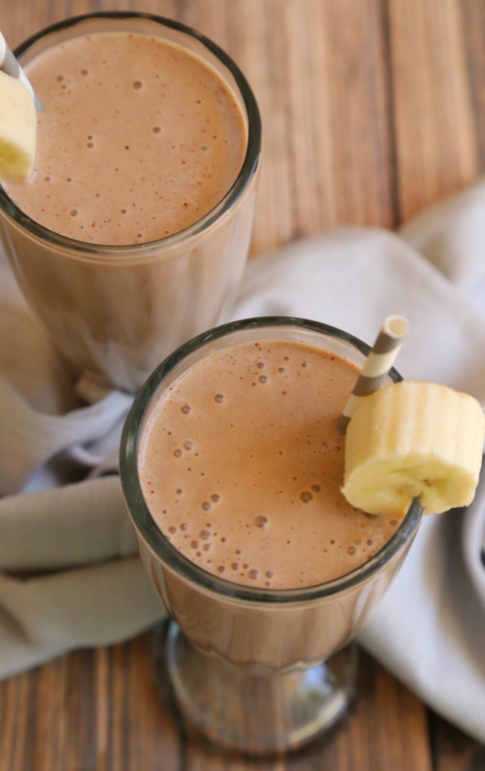 Healthier Chocolate Peanut Butter Banana Milkshake