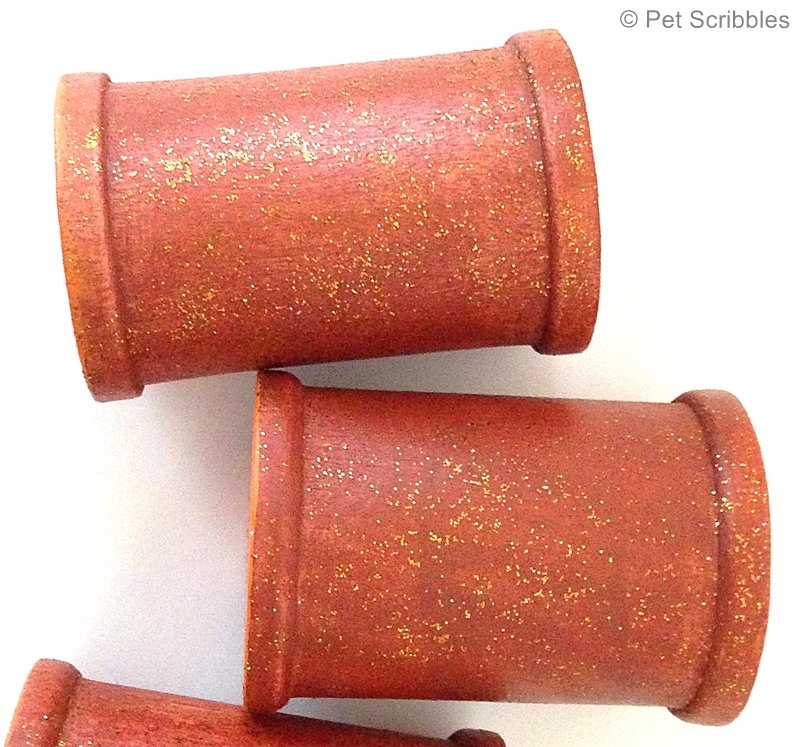 Wooden Spools Stained and Glittered
