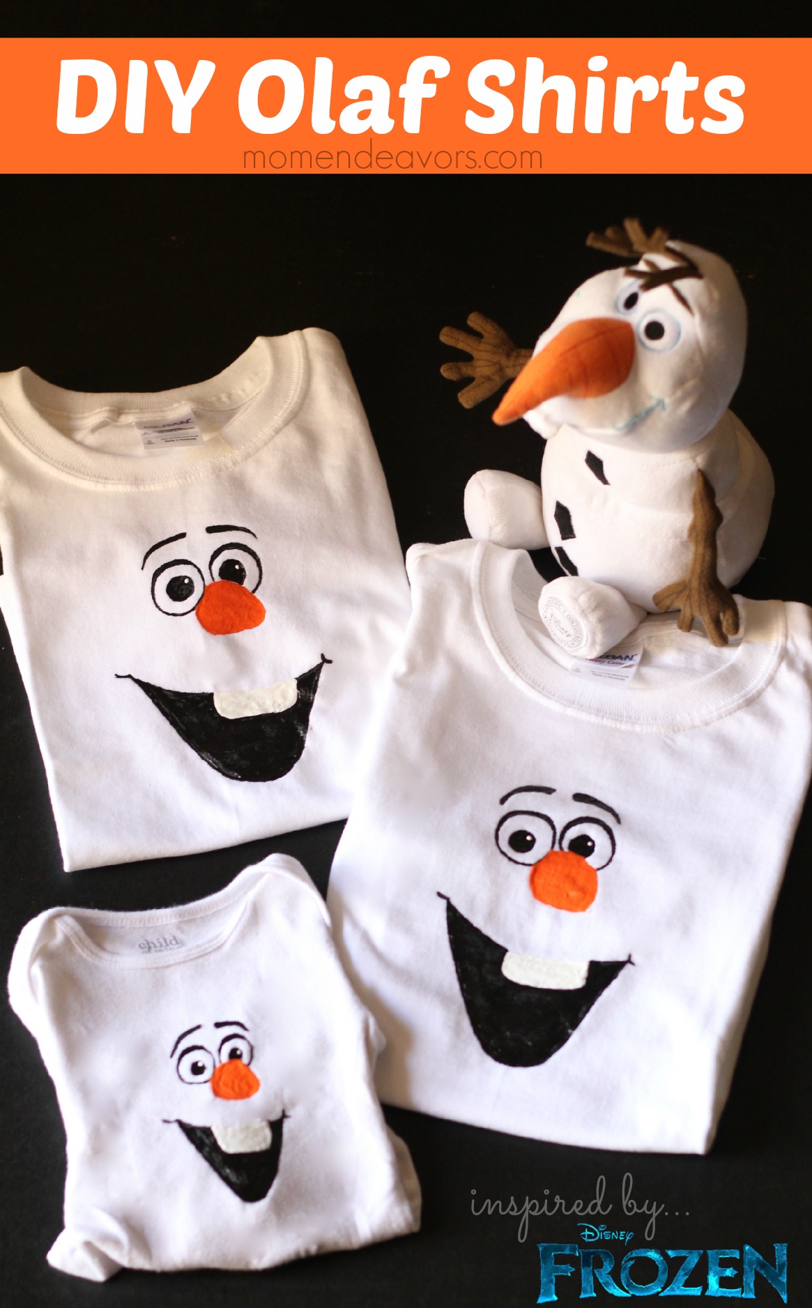 Eentonig Moedig paradijs Disney Frozen Craft: DIY Olaf Shirt - Mom Endeavors