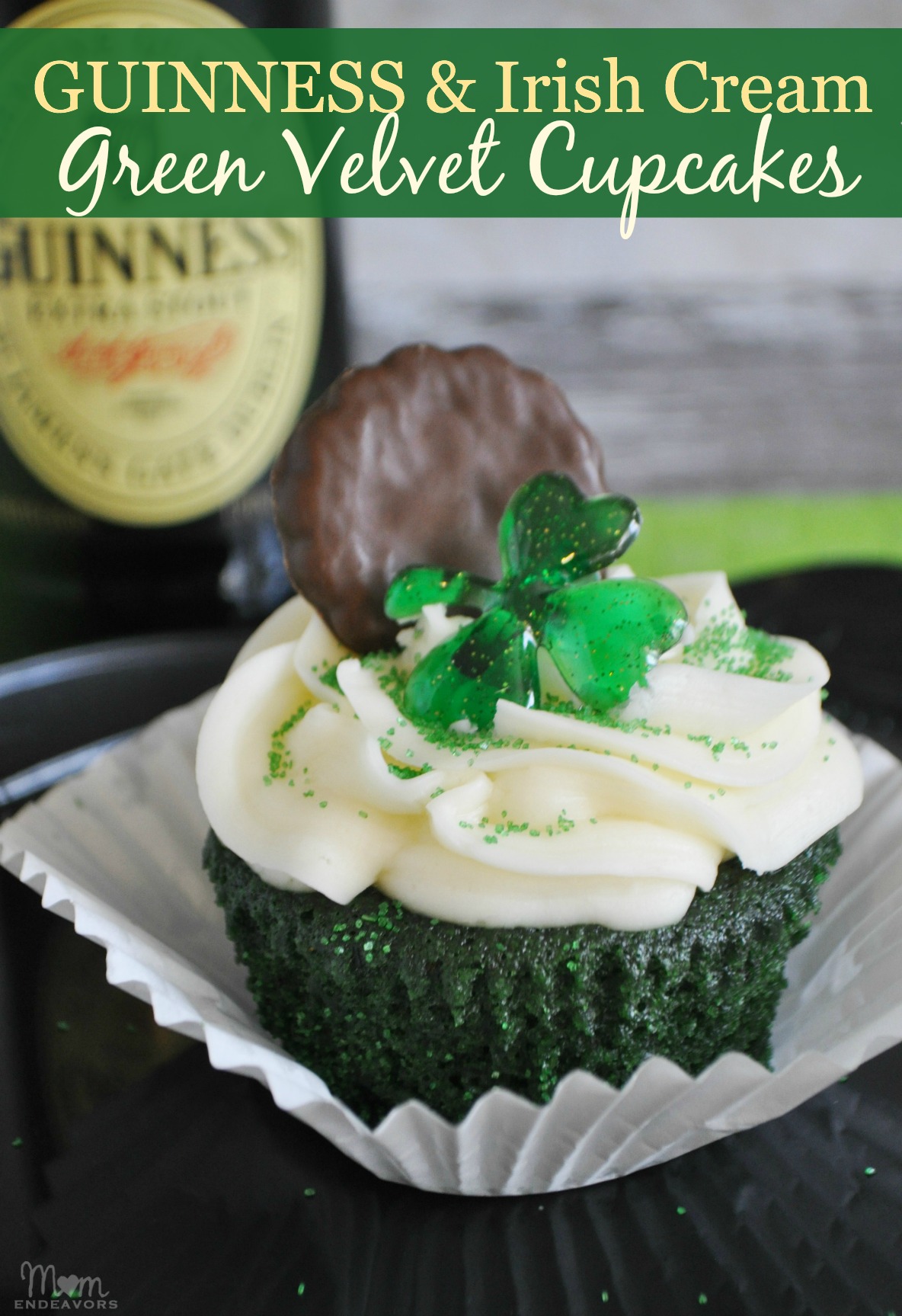 Guinness & Irish Cream Green Velvet Cupcakes