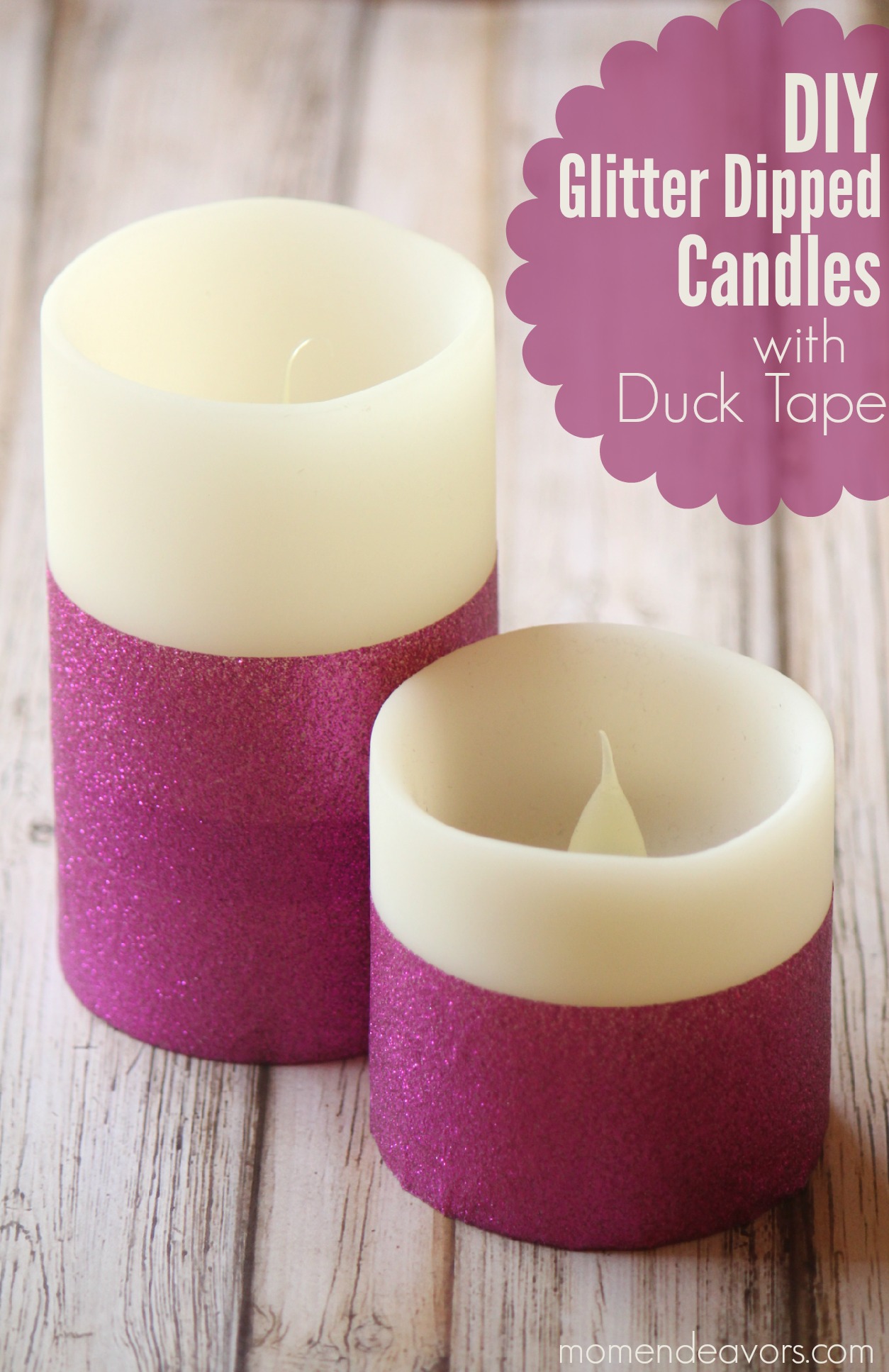 DIY Glitter Dipped Candles with Duck Tape