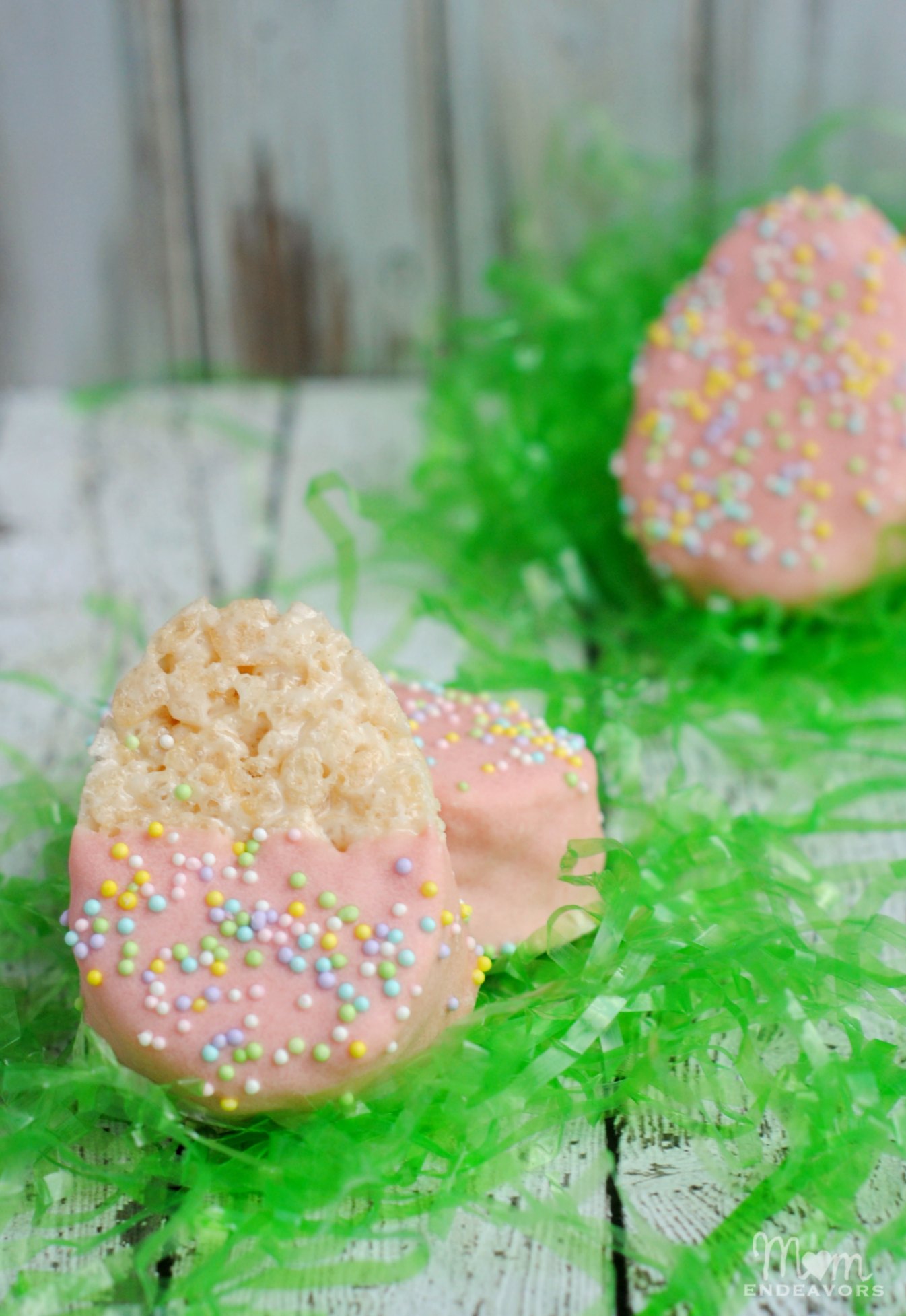 Pink Chocolate Covered Easter Egg Rice Krispies Treats
