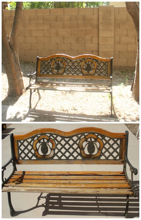Old wooden bench makeover
