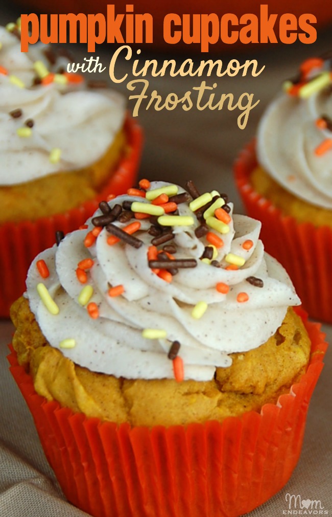 Pumpkin Cupcakes with Cinnamon Frosting