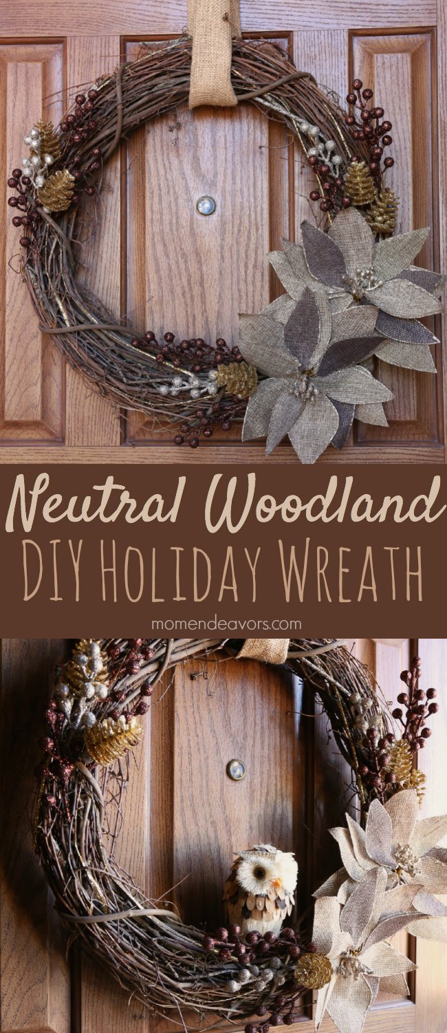 DIY Neutral Woodland Holiday Wreath