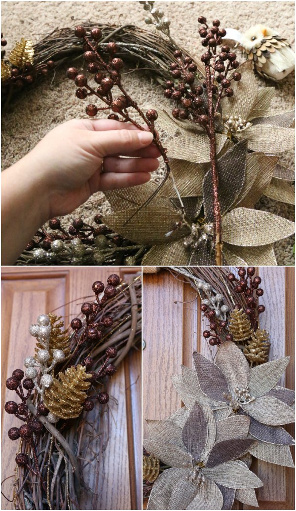 Making a rustic holiday wreath