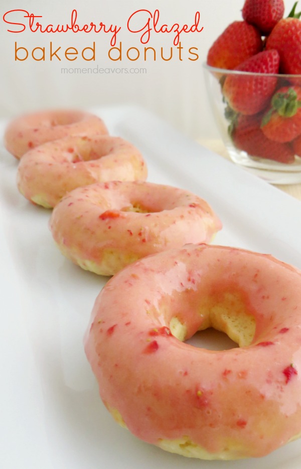 Strawberry Glazed Baked Donuts