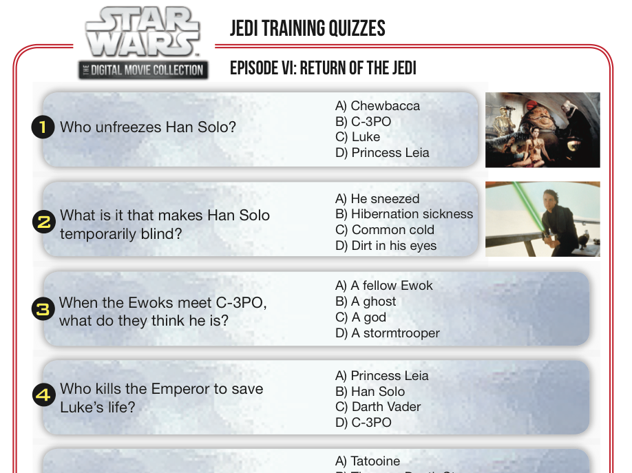 Star Wars Movie Trivia Quiz
