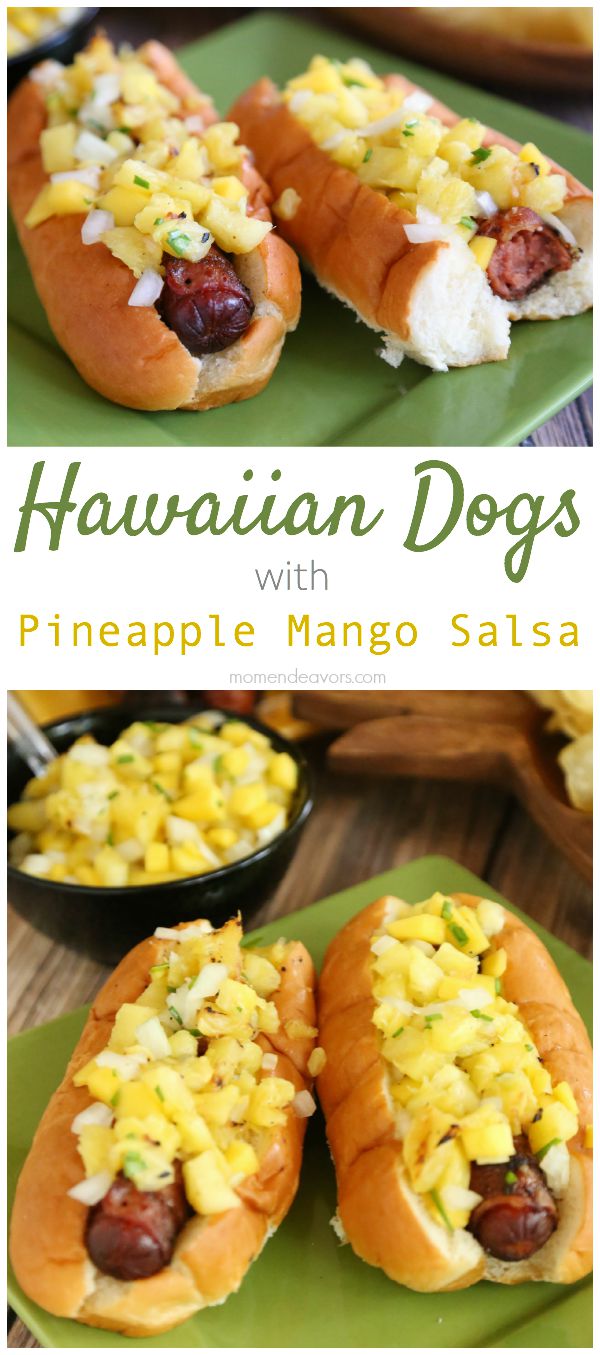 Hawaiian Hot Dogs with Pineapple Mango Salsa