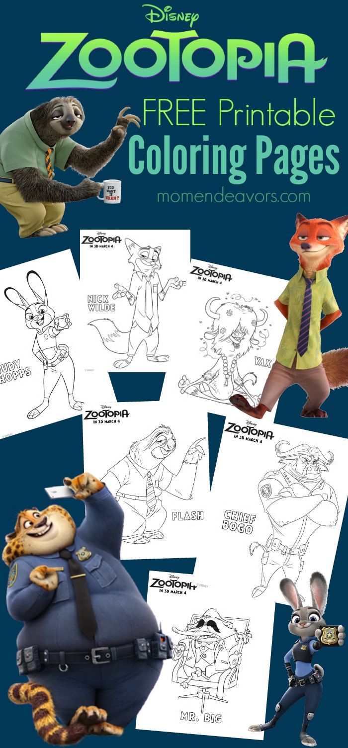 Disney's Zootopia Printable Coloring Pages