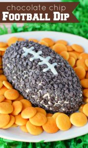 Football-Shaped Chocolate Chip Dip