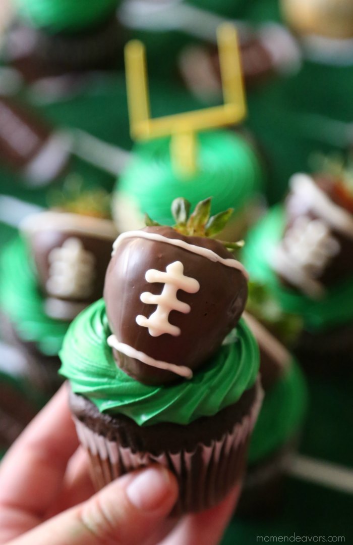 Chocolate Covered Strawberry Football Cupcakes