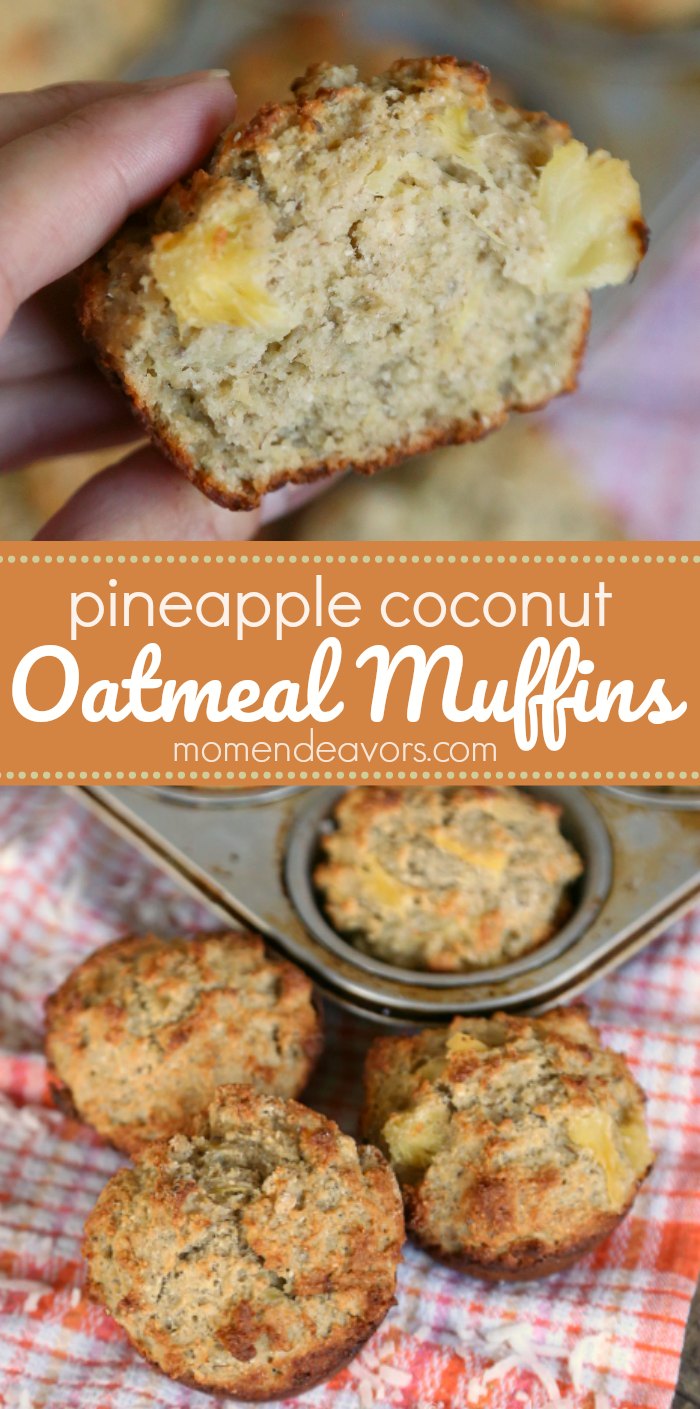 Tropical Pineapple Coconut Oatmeal Muffins