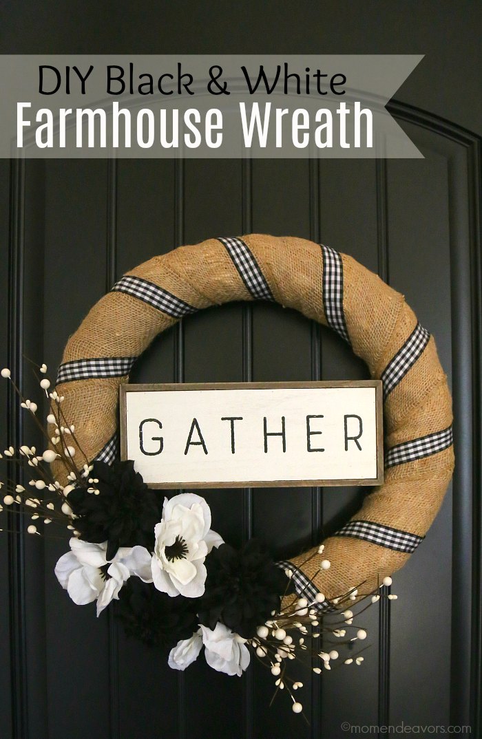DIY Black & White Farmhouse Wreath