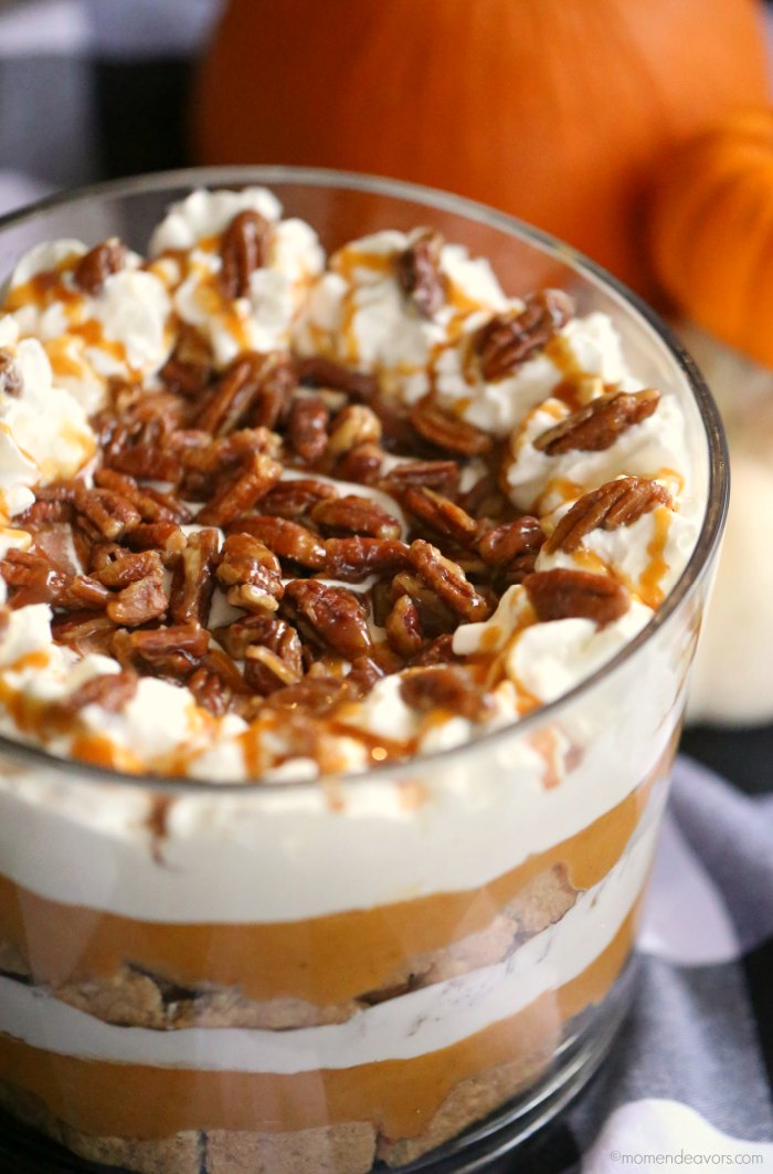 Pumpkin Spice Trifle Topped with Candied Pecans