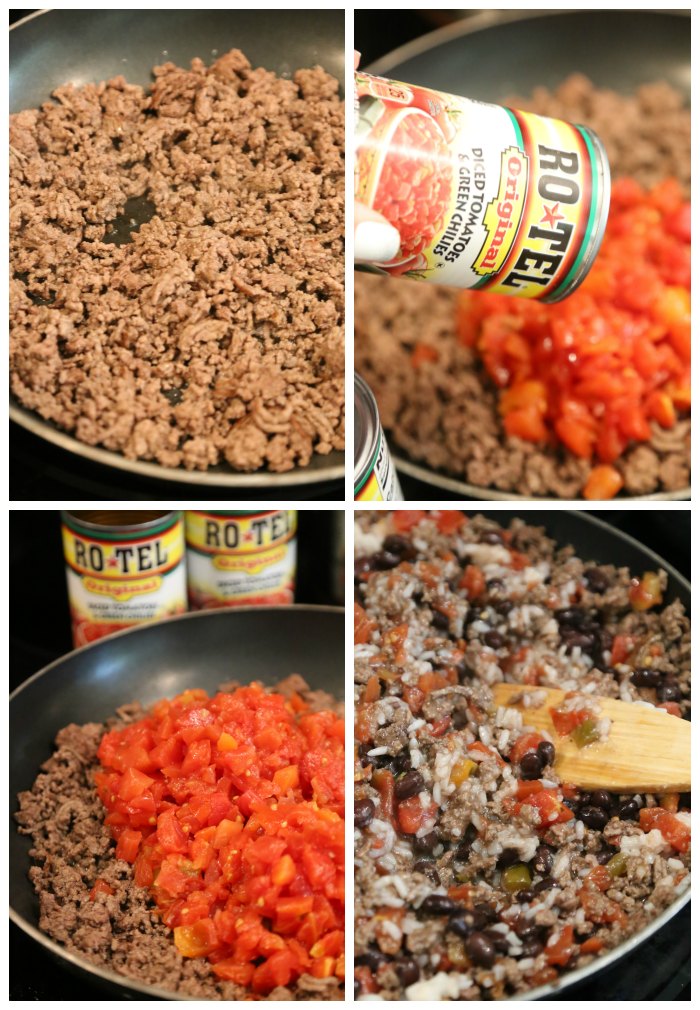 Stuffed Bell Pepper Filling Cooking in Skillet